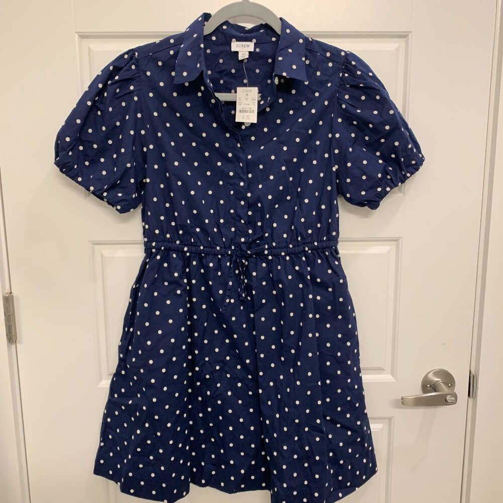 J. Crew Navy Polka Dot Mini Dress - NWT - Picture 2 of 4